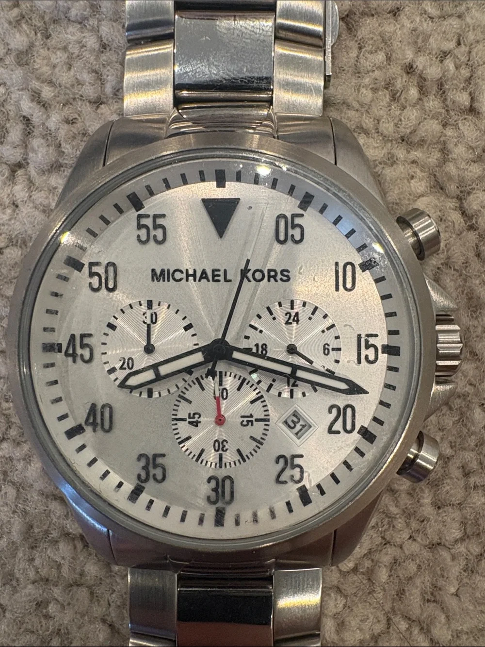 Michael Kors Silver-Tone Chronograph Bracelet Watch